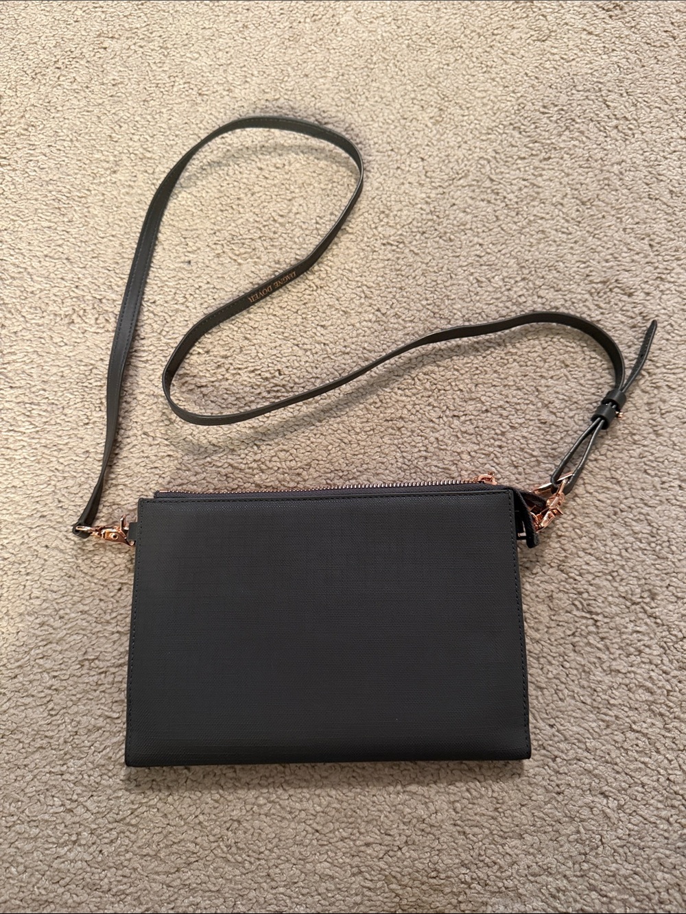 Dagne Dover Dark Grey Crossbody with Rose Gold Hardware